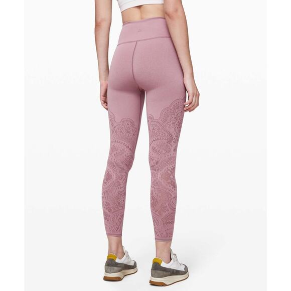 Lululemon Reveal Tight Zen Expression Vintage Mauve Mesh Pant Leggings - Picture 3 of 7